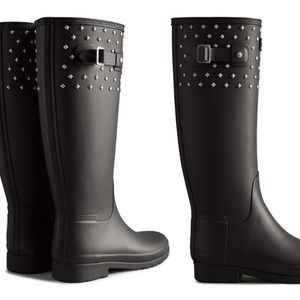 Hunter Refined Stud Waterproof Tall Rain Boot